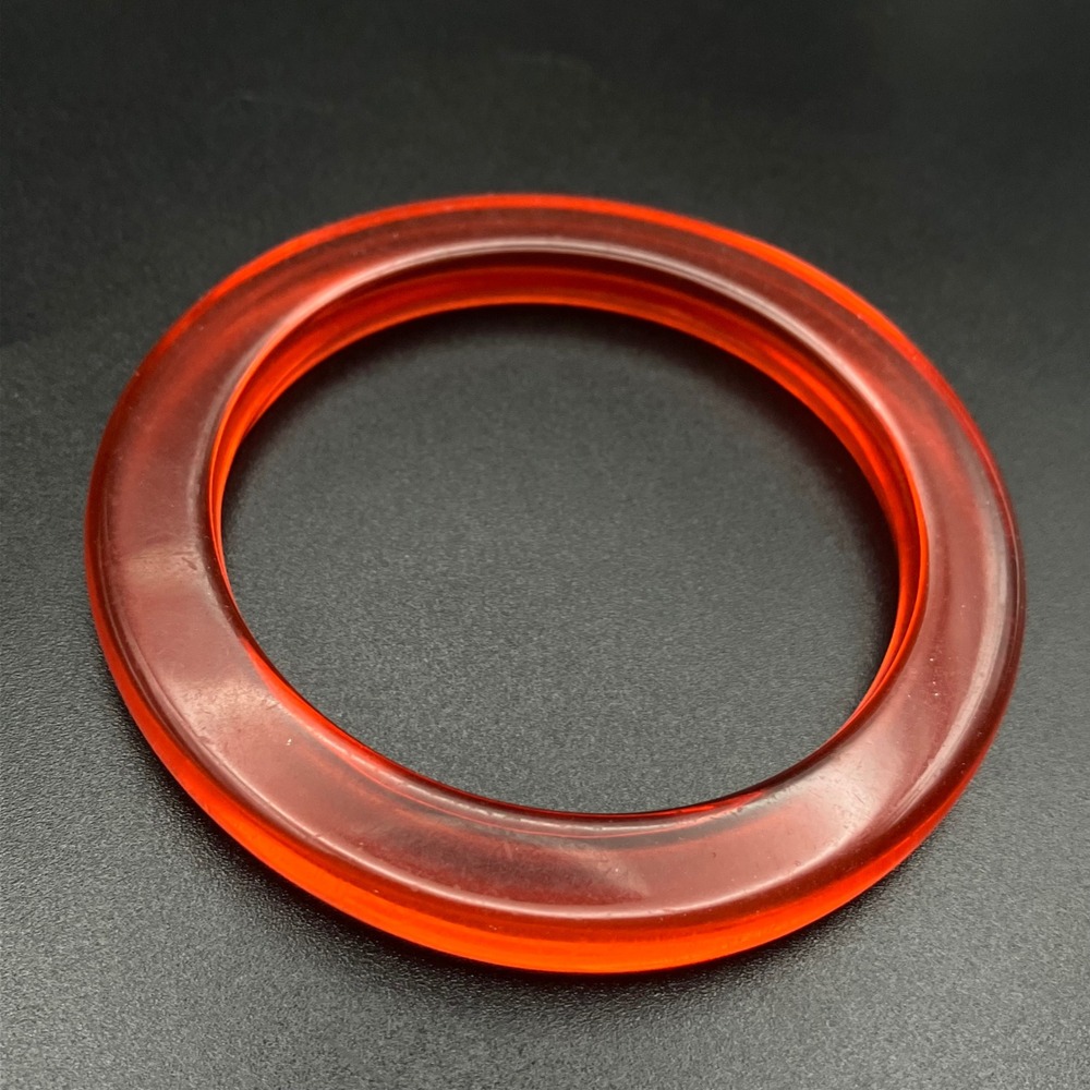 Vintage Bangle Red Translucent Acrylic Resin Stackable Size 8.25